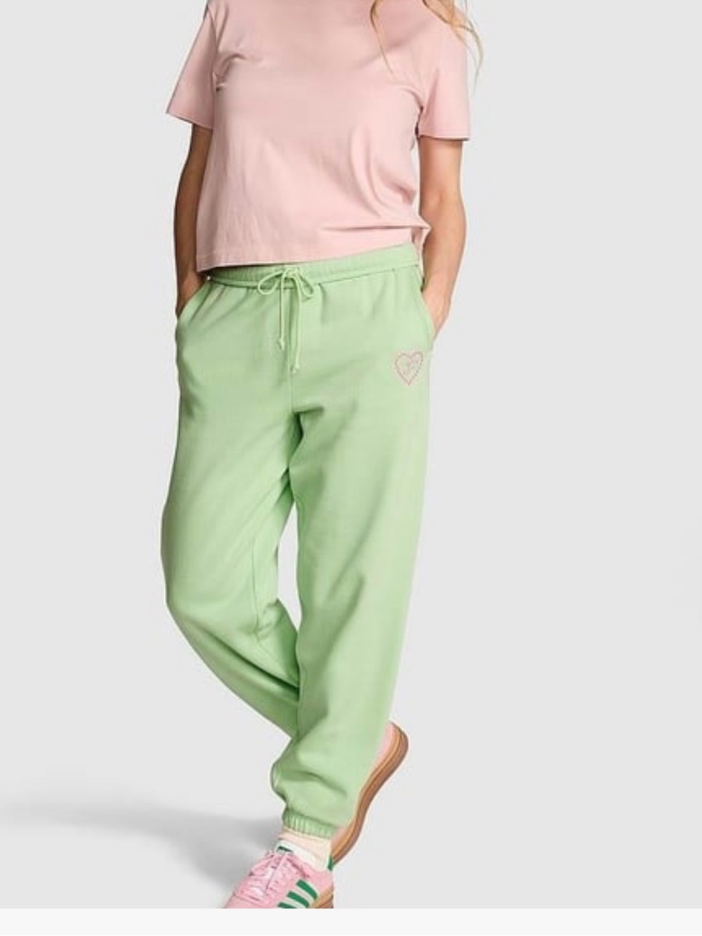 Pink Victoria’s Secret Women's Green Jogger Pants